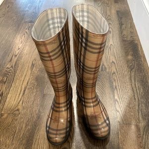 Burberry Haymarket tall rain boots